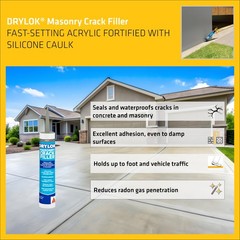 DRYLOK Masonry Crack Filler, 10.5 fl oz, Gray, Fast~Setting, Paintable