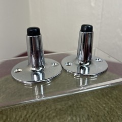 Set Of 2 Door Stops Rubber Tip Polished Chrome NOS