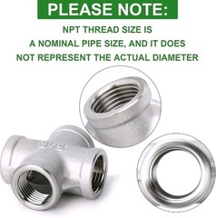 Stainless Steel 4 Way Pipe Fitting 4″ x 4″ x 4″ x 4″ NPT Female Fittings