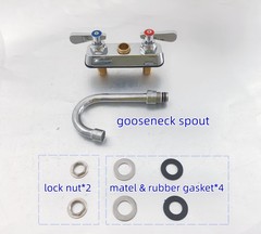4″Center Deck Mount Commercial Brass Kitchen Faucet with a 3-1/2″Gooseneck Spout