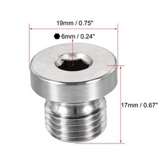 2 x Stainless Steel Inner Hex Head M14x1.5 Pipe Fitting Plug with Seal Ring