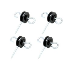 JBT 2 Rings Electric Fence Screw-in Gate Handle Anchor,Wood Post Black