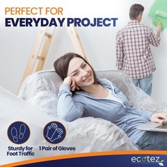 20 Pack 12 x 9 ft Extra Large Plastic Drop Cloth for Painting | Light & Durab…