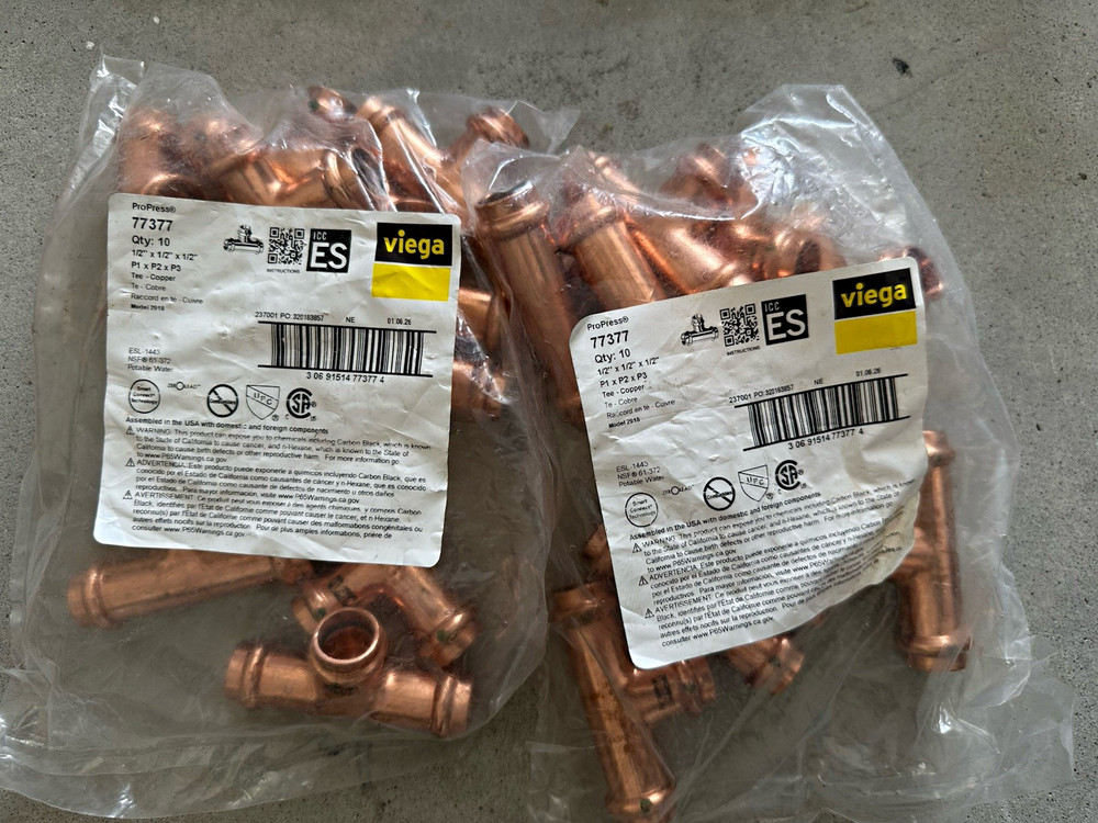 Viega ProPress 1/2 x 1/2 x 1/2 in Copper Tee Lead Free 10-Pack 77371