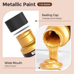 Nicpro 12 Colors Metallic Acrylic Paint, 1oz 1 Fl Oz (Pack of 12), 12