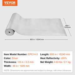 VEVOR Double Reflective Insulation Roll Foam Radiant Barrier 48 in x 50 ft 3.2mm