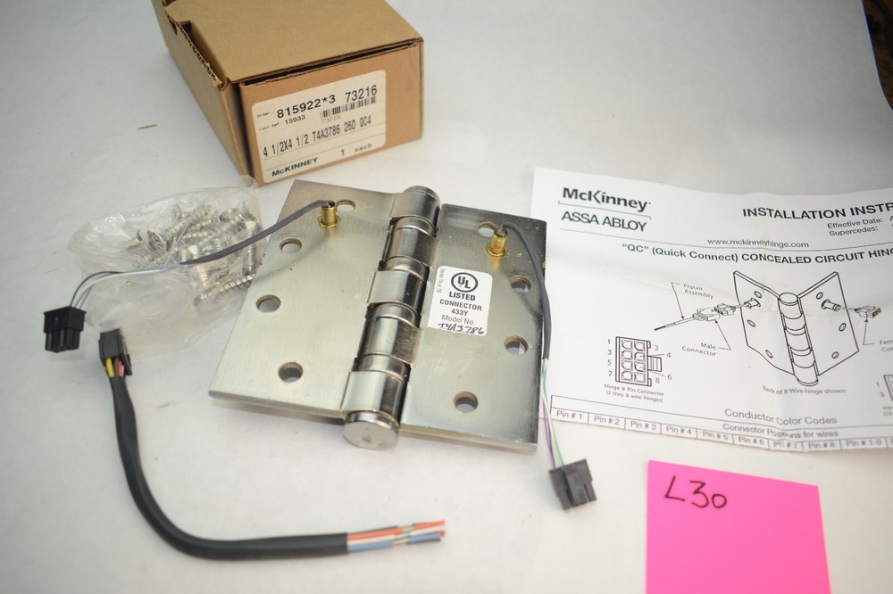 NEW Assa Abloy McKinney 4-1/2 T4A3786 QC4 Electrified Hinge MK73390 26D