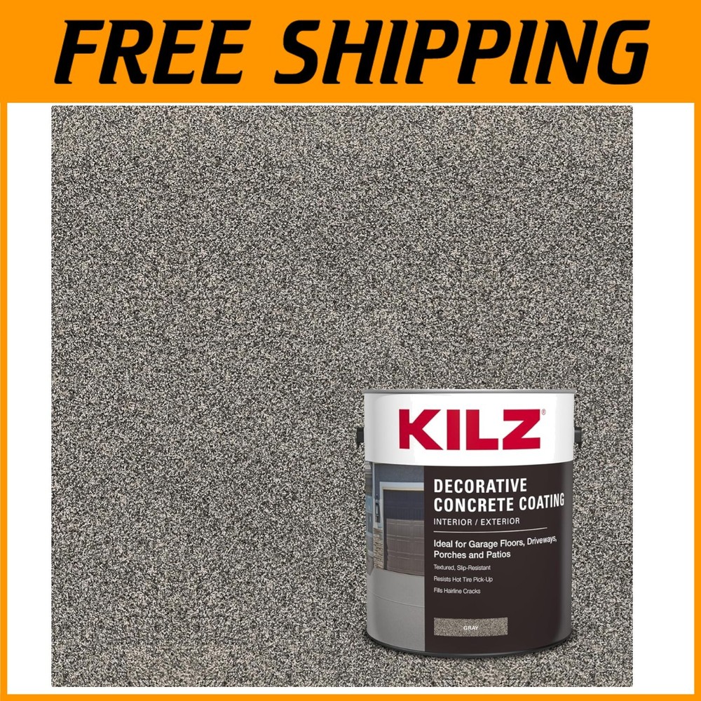 Slip Resistant Gray Concrete Paint, Interior/Exterior, 1 Gal=/-