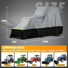 Tractor Cover with Front Loaders and Cabin, Heavy Duty 420D PVC with Air Vent…