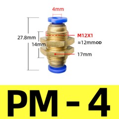 4mm~12mm Bulkhead Connector Pneumatic Push In Fittings for Air/Water Hose & Tube