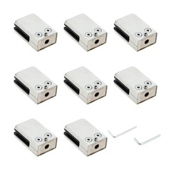 8Pcs Glass Clamps Brushed Nickel for 10mm-12mm Glass Shelf Bracket Clip Support