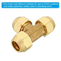 3/4″ x 3/4″ x 3/4″ Brass Fitting, Flare Tee Tube Fitting with Nut