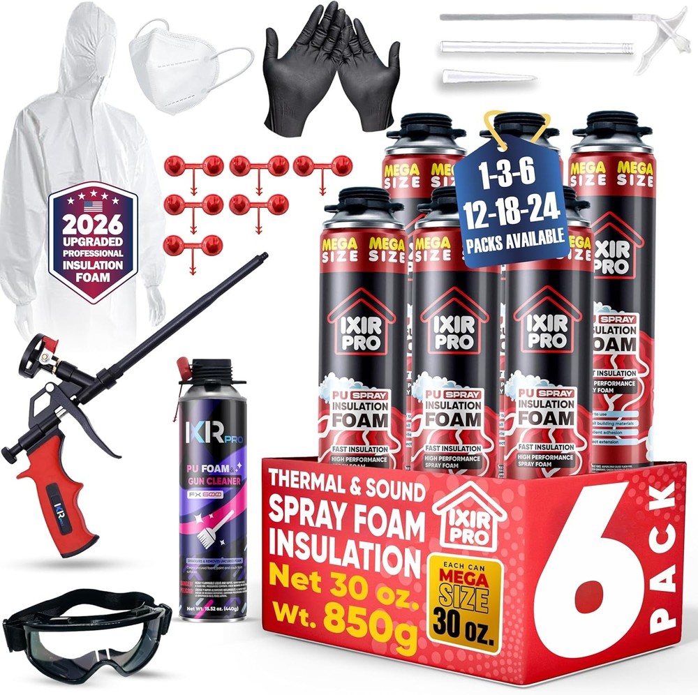 Mega Size Spray Foam Insulation Kit (6×30 oz. / 850 g) Expanding Sealant