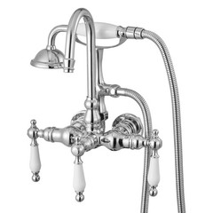 Wall – Mounted Clawfoot Tub Faucet with Handheld Shower, Polished Chrome, 59