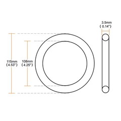 115mm x 108mm x3.5mm Black Flexible Rubber Oil Seal O Ring Gasket x 10