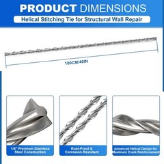 10 Pack 1/4″ x 40″ 304 Stainless Steel Helical Stitching Ties for Masonry Cra…