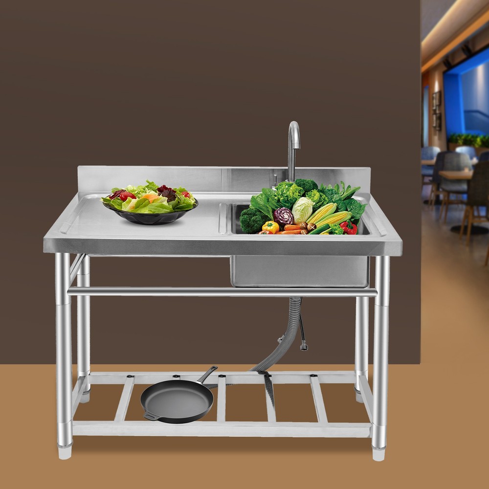 Single Bowl Kitchen Sink Fits Laundry Room Bathroom US Stainless Steel Durable.