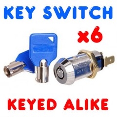 TUBULAR SOLEX SWITCH LOCK WITH ON OFF KEY SWITCH CAM LOCK x 6 Lock Keyed Alike