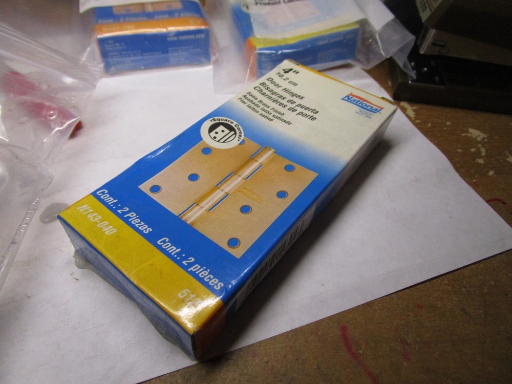 4″ Satin Brass Full Mortise Square Hinge Door Hinges 2Ct