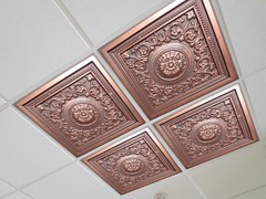 Washable PVC Ceiling Tiles – 2′ x 2′ Lay-in Tile Mold Free, Majesty Copper Brown