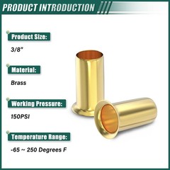 Brass 3/8″ Tube OD Compression Fitting 100 PCS Insert Tube Support Sleeve