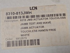 LCN 8310-813WH Standard Duty Touchless Actuator, Jamb, Text & Wave Icon