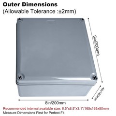 8X8X4 Junction Box IP65 Waterproof Junction Box ABS Plastic Dustproof Electri…