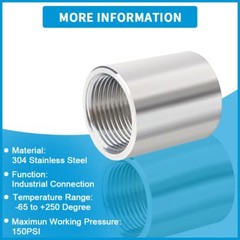 Stainless Steel Pipe Fittings BSP Threaded Adapter Full Socket Coupler Connector