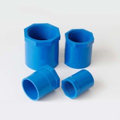 PVC Water Supply Straight Pipe 1/2″~4″ Female Thread Fittings Adapter Joint Blue