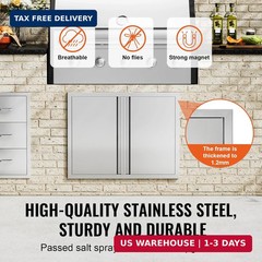 VEVOR BBQ Access Door – 31″ W x 24″ H Stainless Steel Flush Mount Vertical Door