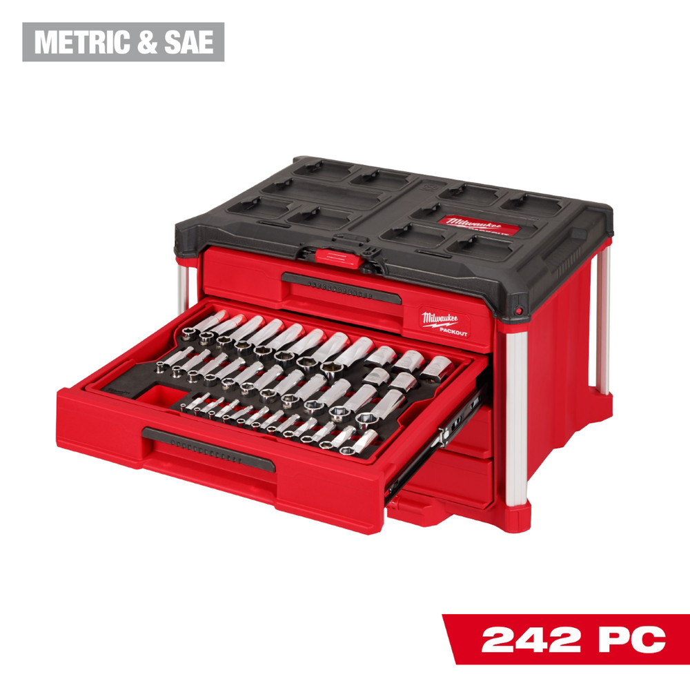 Milwaukee 48-22-9491 Milwaukee Tool 242 Piece 1/4 3/8 1/2 Inch Drive Metric and