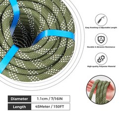 7/16 Inch 150ft Double Braided Polyester Arborist Rope, Heavy Duty Nylon Rope…