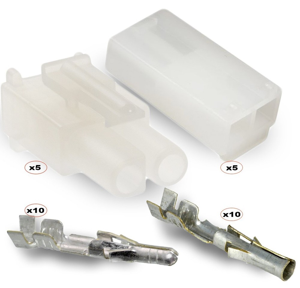 2-Circuits .093″ – MOLEX Connector, 5 Matched Set,14-20 AWG, Free Hanging, w/…