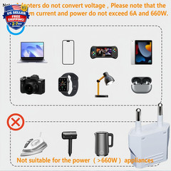 8 Pack European Travel Plug Adapter, US to Europe Plug Adapter, Type C Wall O…