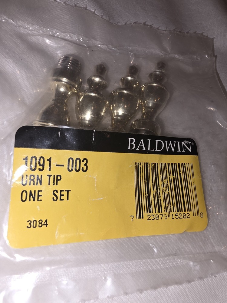 Baldwin Urn Tip Finial Polished Brass Set Of 2 1091-003 For Square Corner Hinge