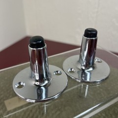 Set Of 2 Door Stops Rubber Tip Polished Chrome NOS