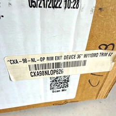 Von Duprin CXA 98 Rim Exit Device 36in w/110MD Trim Satin US26D CXA98NLOP626