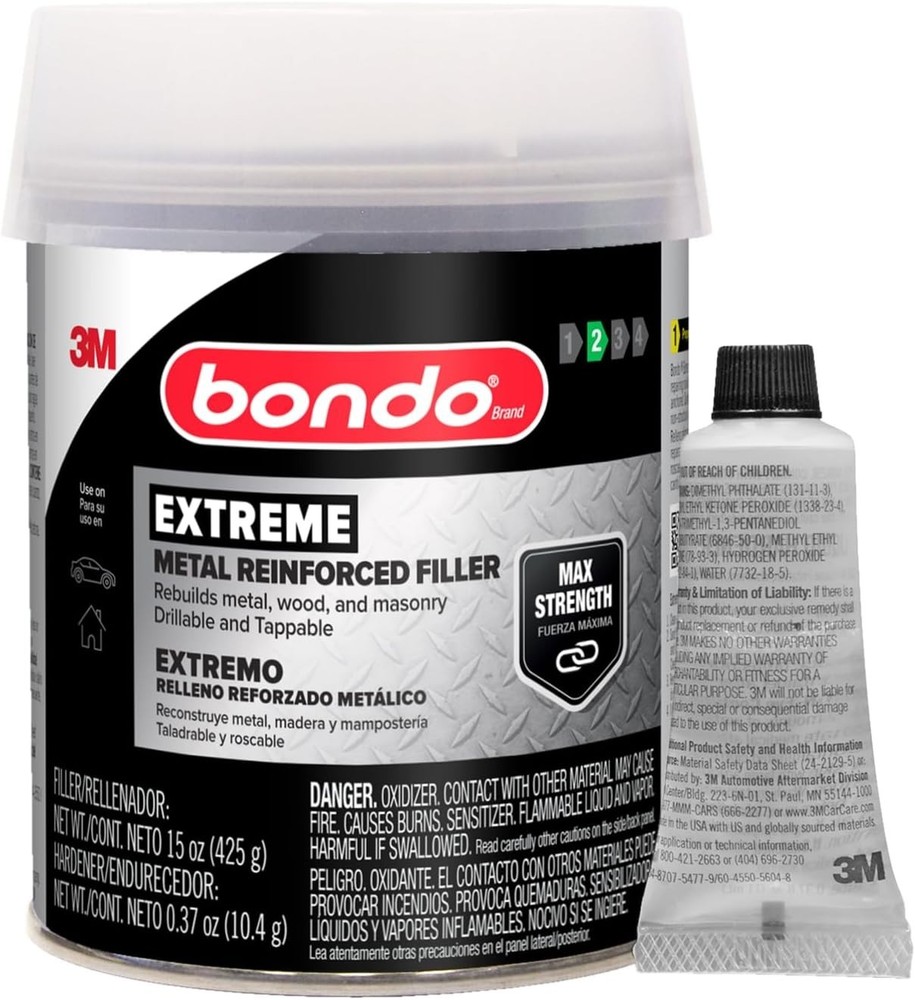 Bondo Metal Reinforced Filler Easy Spreading Fast Dry 20 Min Repair Aluminum