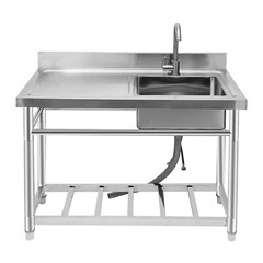 Stainless Steel Free Standing Commercial Restaurant Sink with Drain Pipe& Faucet