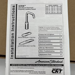 NEW AMERICAN STANDARD 2064.166.295 SERIN PLUG IN POWERED PROXIMITY SENSOR FAUCET