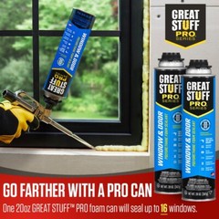 Great Stuff Window & Door Foam 20oz (12), 2ft Applicator Gun, Cleaner (2)