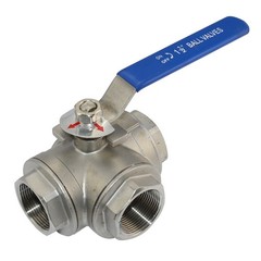 1/2″-2″ NPT 3-way Ball Valve 3 Female Port L Type 1000Psi Stainless Steel 304