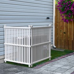 45.5in H x 36.5in W (1 Panel) No Dig Enclo Wilmington White Vinyl Privacy Scr…