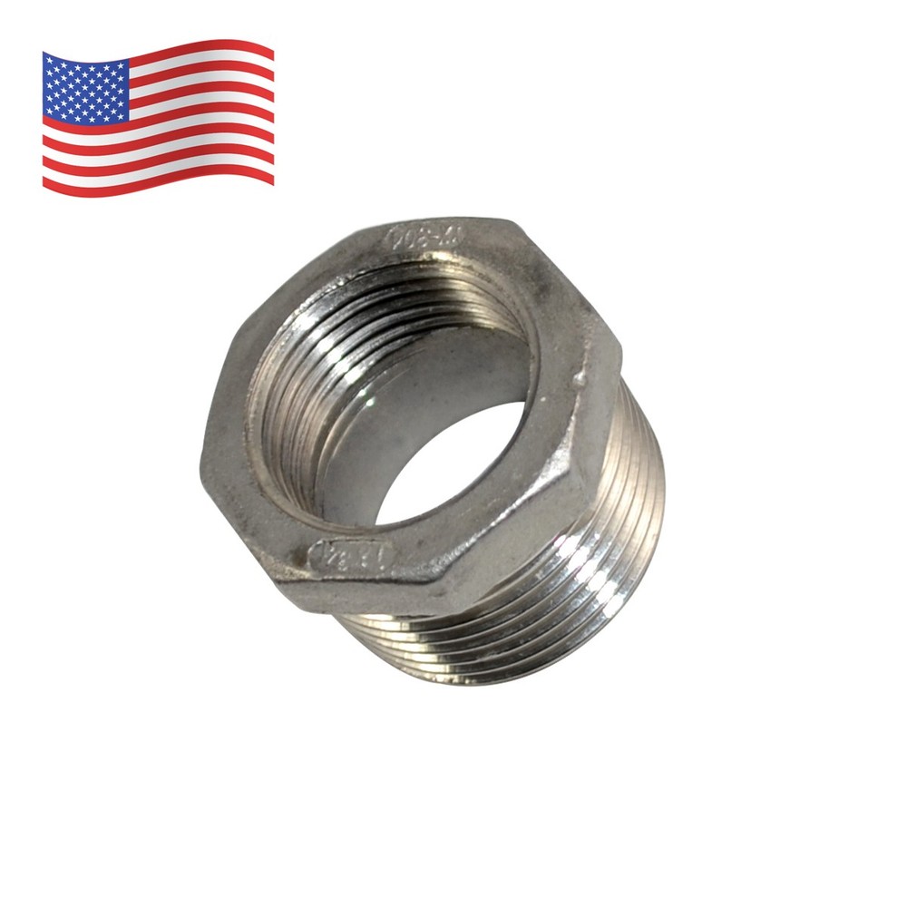 NPT Stainless Steel 304 1″ male to 3/4″ female HEX Reducer bushing adapter