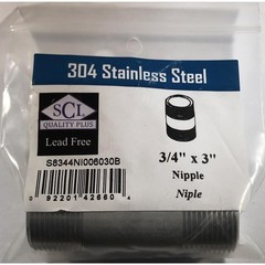 Smith-Cooper 4632101440 Stainless Steel Lead-Free Nipple 3/4 MPT x 3 L in.