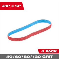 48-80-7080Milwaukee Tool 3/8 Inch x 13 Inch 80 Grit Bandfile Belts 4 pack