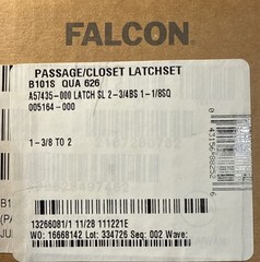Falcon B101S-B Passage Dane Lever Lock-57435 Latch-5164 Strike-626 Satin Chrome