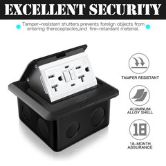 Hoolerry Pop up Floor Outlet Floor Kit Waterproof Self-Test GFI Electrical Ou…