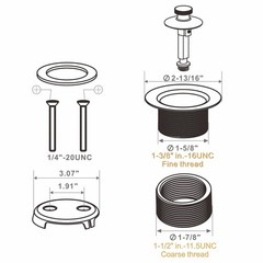 Black Bathtub Tub Drain Conversion Kit Assembly, Wellup Lift and Turn