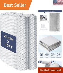 Aluminum Foil Radiant Barrier Insulation – 23.6in x 10ft for Windows & Garages